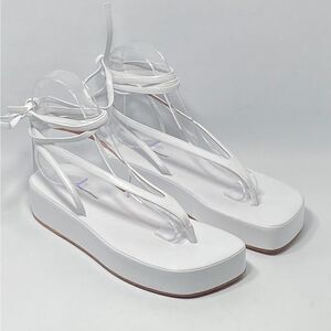 Amina Muaddi Jamie Platform Leather strappy Sandals size 38